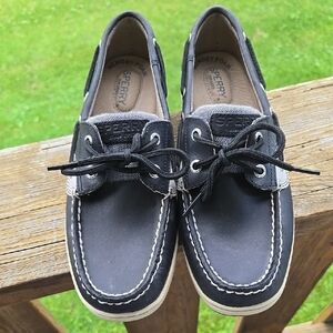 Sperry Womens Black Boat Shoes 7.5 Top Sider With Memory Foam